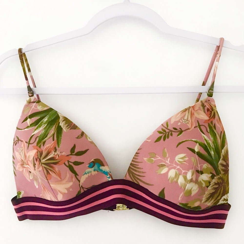 ZIMMERMANN Pink Floral Triangle Bikini Top